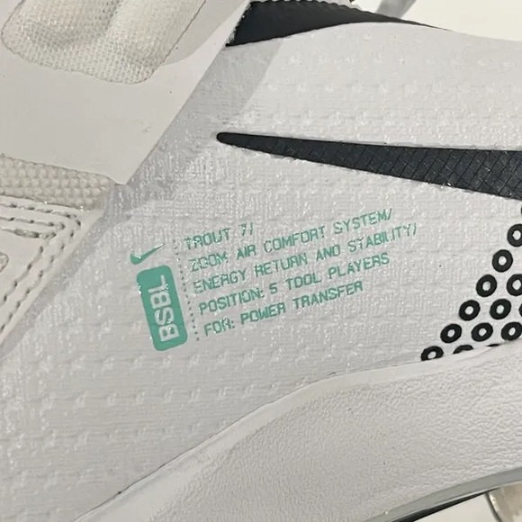 Nike Force Zoom Trout 7 Baseball Metal Cleats White Black Men’s CI3134-102 - Picture 4 of 7